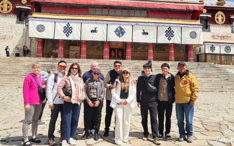 Traveler photo: Group photo in front of Drepung Monastery. (April 2025)