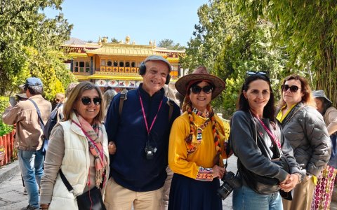 Traveler photo: Amid Norbulingka's gardens, our guests share hearty smiles, freezing a leisurely moment in the summer palace. (April 2026)