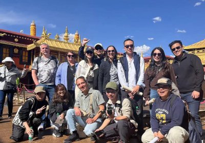Traveler photo: Our lovely guests took a group photo at the Jokhang Temple. (April 2025)