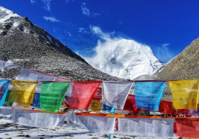 Traveler photo: Prayer flags at the foot of Mount Kailash flutter in the wind. (April 2025)