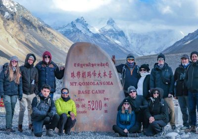 Traveler photo: Group photo in front of mountain Everest, the one of the ultimate highlights of Tibet journey. (April 2025)