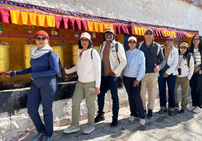 Traveler photo: Our guests prayed through prayer wheels in temples in Lhasa. (April 2025)