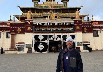 Traveler photo: Our beloved guest explore Samye monastery in Shannan, the first monastery in Tibet. (April 2026)	