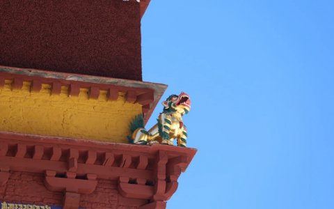 Traveler photo: Beneath the blue sky, a temple's golden roof rests quietly against white walls—a corner filled with peace. (April 2026)