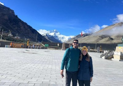 Traveler photo: Before the world's highest peak, our smiles outshine the mountain sunshine. (August 2025)