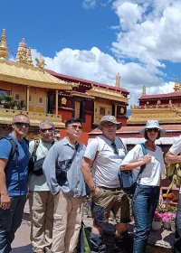Traveler photo: Beneath Jokhang's golden roofs, guests' smiles outshine the Tibetan sunshine. (August 2025)