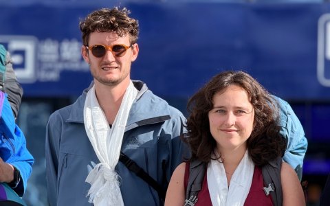 Traveler photo: Welcoming our travelers at Lhasa Airport with traditional white hadas. (August 2026)