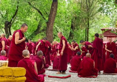 Traveler photo: Debate is a daily tradition at Sera Monastery, where monks exchange ideas through questions, answers, and hand-claps. (August 2026)