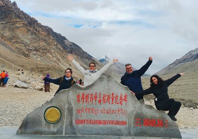 Traveler photo: Group photo at Everest base camp, one of the ultimate highlights during a Tibet tour and the best spot to admire the world's highest mountain. (August 2026)	