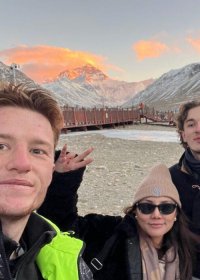 Traveler photo: Sunset casts a golden glow over the summit of Mount Everest. (December 2025)	