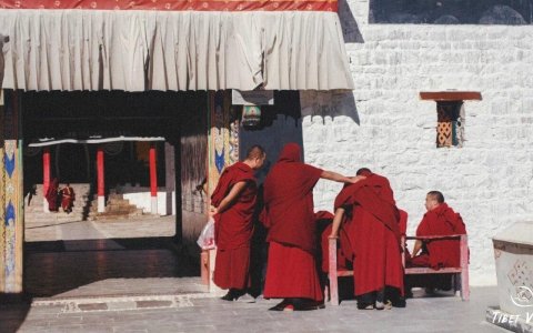 Traveler photo: Tibetan monks in red robes, one of the typical scenery inside Tibetan monasteries. (December 2025)	