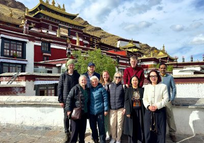 Traveler photo: Under clear skies, marking our pilgrimage at Tashilhunpo Monastery. (July 2025)