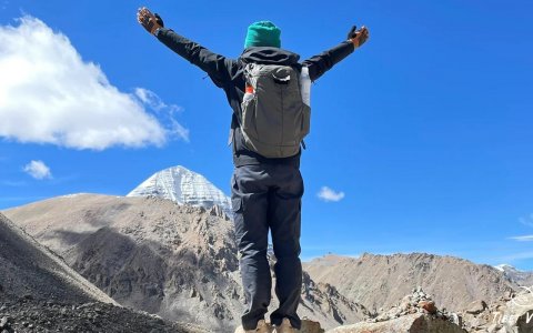 Traveler photo: With Kailash as backdrop—the ultimate pilgrimage photo. (Jun 2025)