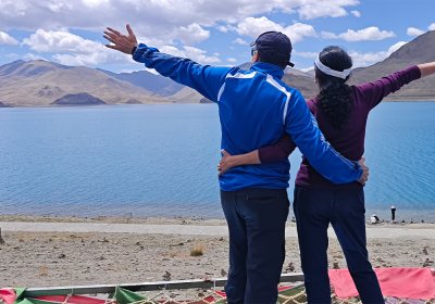 Traveler photo: The stunning blue water of Yamdrok lake, one of three holy lakes in Tibet. (June 2026)	