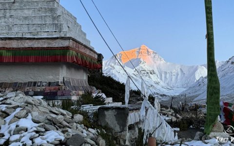Traveler photo: Sunset over Mount Everest casts a golden glow on its summit - a blessing for tourists lucky enough to see it. (May 2025)