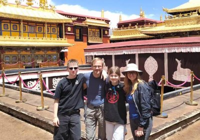 Traveler photo: Our beloved guests take pictures from the second floor of Jokhang Temple, the spiritual heart of Tibet. (May 2025)