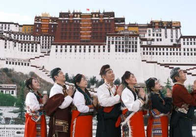 Traveler photo: One trip highlight is wearing traditional Tibetan dress for photos in front of the Potala Palace. (May 2025)