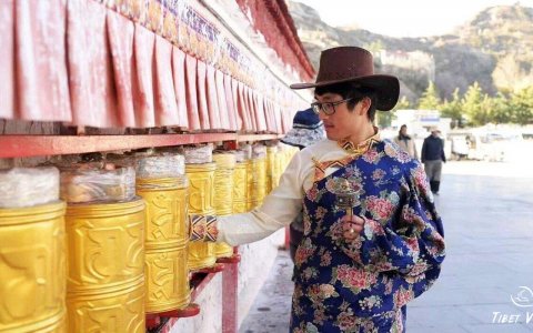 Traveler photo: Our beloved guest explores Barkhor street in traditional Tibetan dress. (November 2025)	