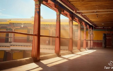 Traveler photo: Sunset cast a golden glow over the roof of Tibetan monastery. (October 2025)