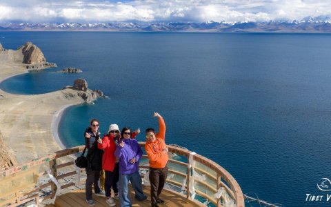 Traveler photo: The stunning view of Lake Namtso from the north bank features the holy Elephant Gate. (September 2025)
