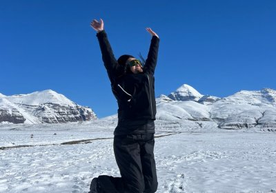Traveler photo: A traveler thrilled to see the clear view of Mount Kailash. (September 2026)