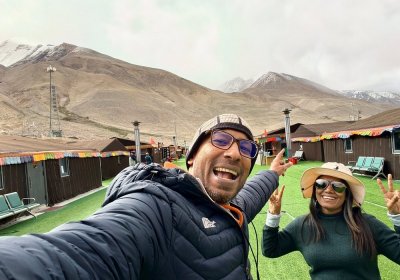 Traveler photo: Our travelers celebrate after reaching the tent hotel at Everest Base Camp. (September 2026)