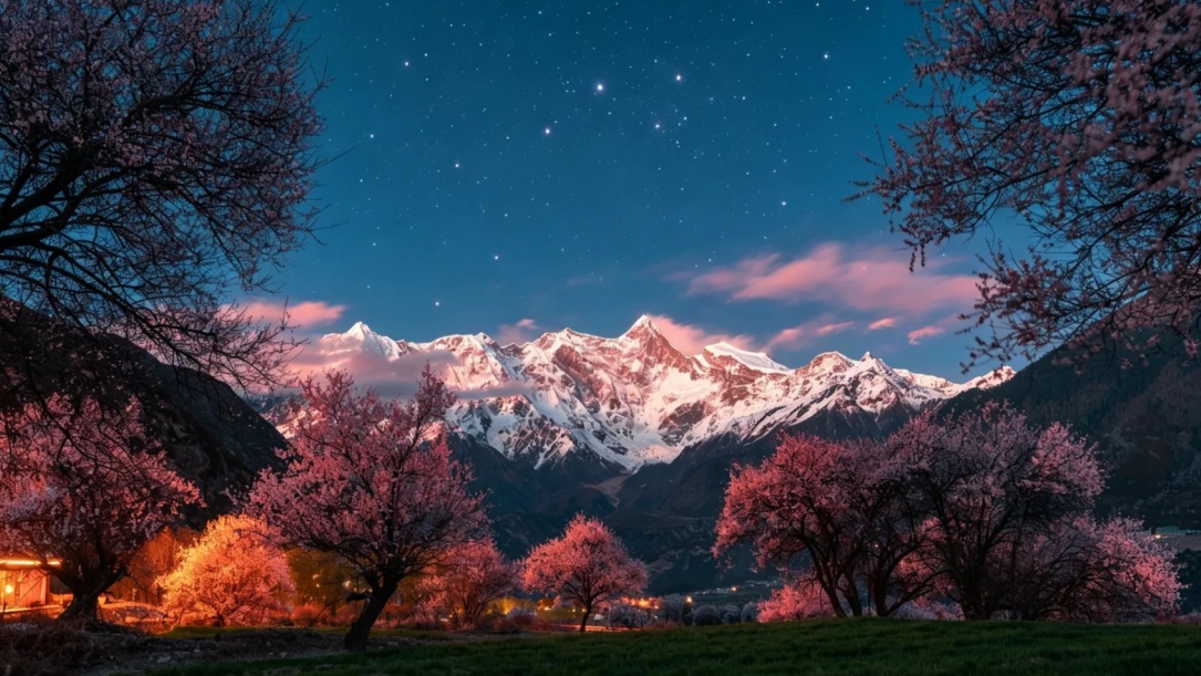 Starry Night over Nyingchi Peach Blossom