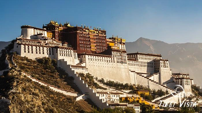 The stunning view of Potala Palace at the sunrise shot at Chakpori Hill