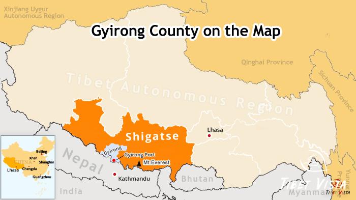 gyirong county on tibet map