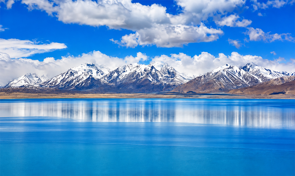 Himalayan Lake and Snow Mountains on the Journey to Tingri