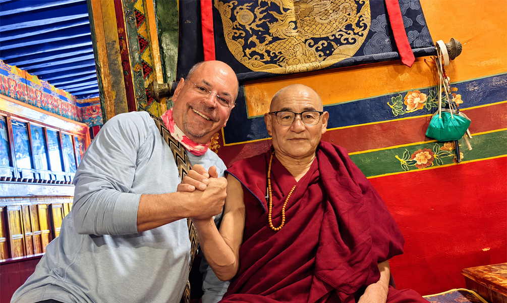 Traveler Meeting a Monk at Tashilhunpo Monastery