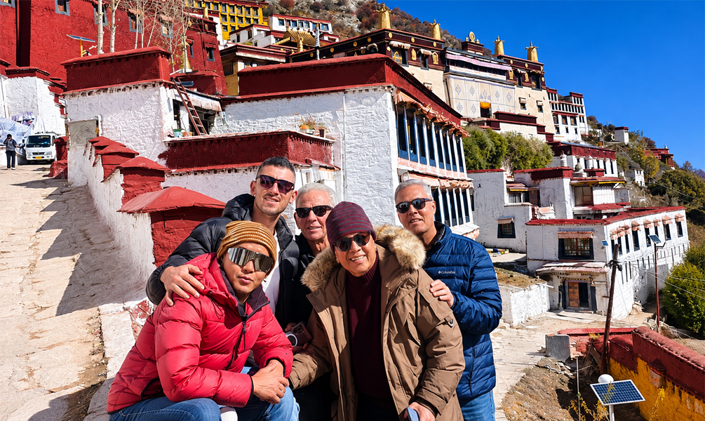 Travelers at Tashilhunpo Monastery in Shigatse