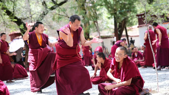 Monk debate at Sera Monastery coutyard