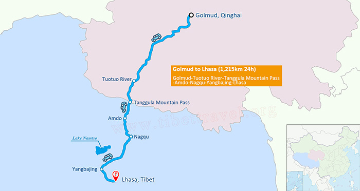 map of qinghai tibet highway
