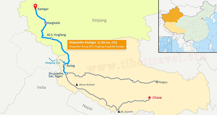 map of xinjiang tibet highway