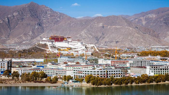 Far view the Potala Palace and Lhasa city