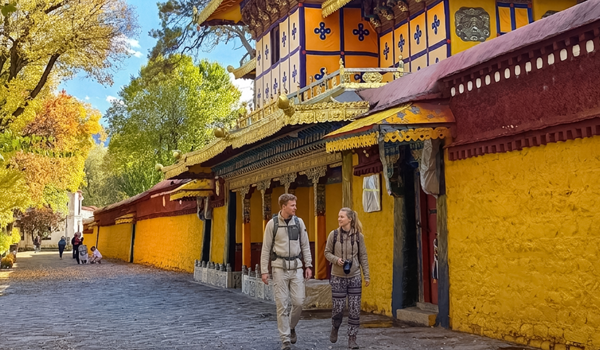 stroll through colorful norbulingka park in autumn