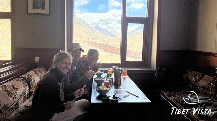 enjoy noodles at the restaurant of Rongbuk Monastery