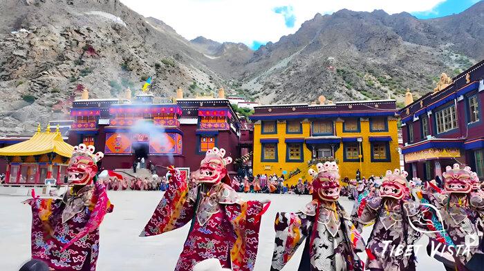 Cham Dance before the Tsurphu Monastery
