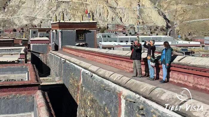 photographed the grey and white walls of the Sakya Monastery