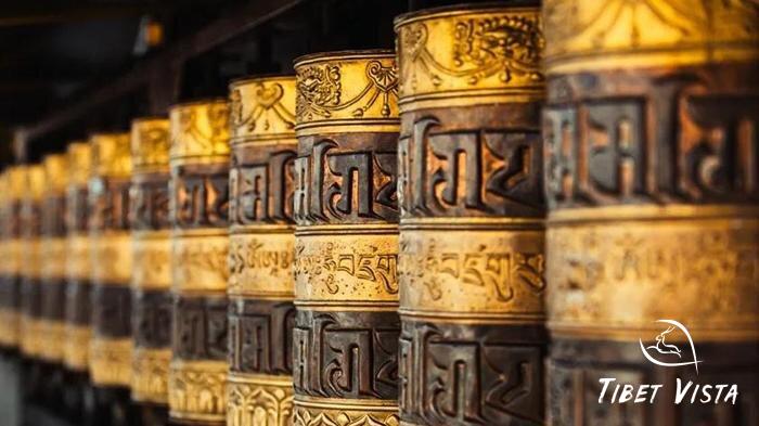 mantras on prayer wheels