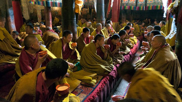 monk chanting tashilhunpo monastery