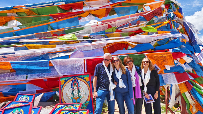 colorful Tibetan prayer flags flutter