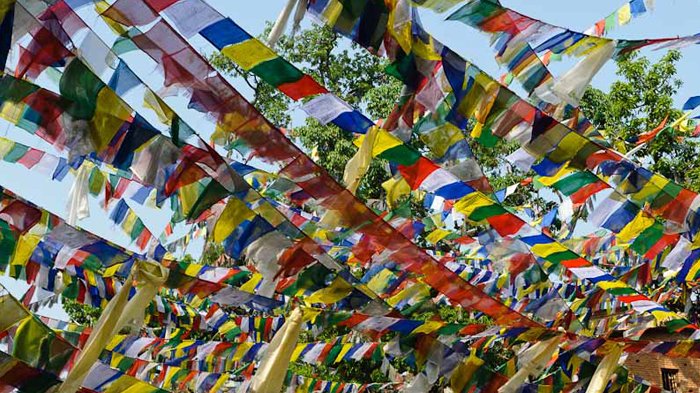 Colorful Prayer Flag Trees