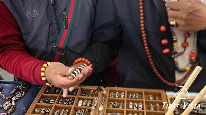 Dzi beads are a popular accessory in Tibet