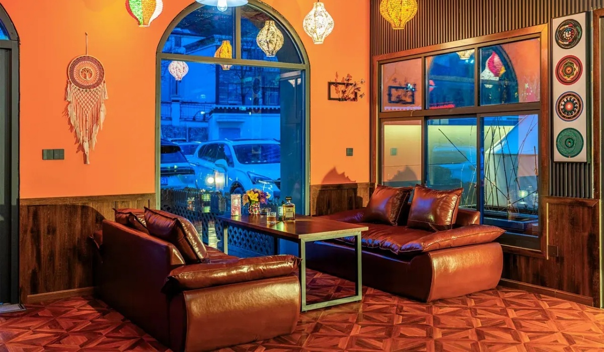 Comfortable sofa seating in the hotel bar lounge