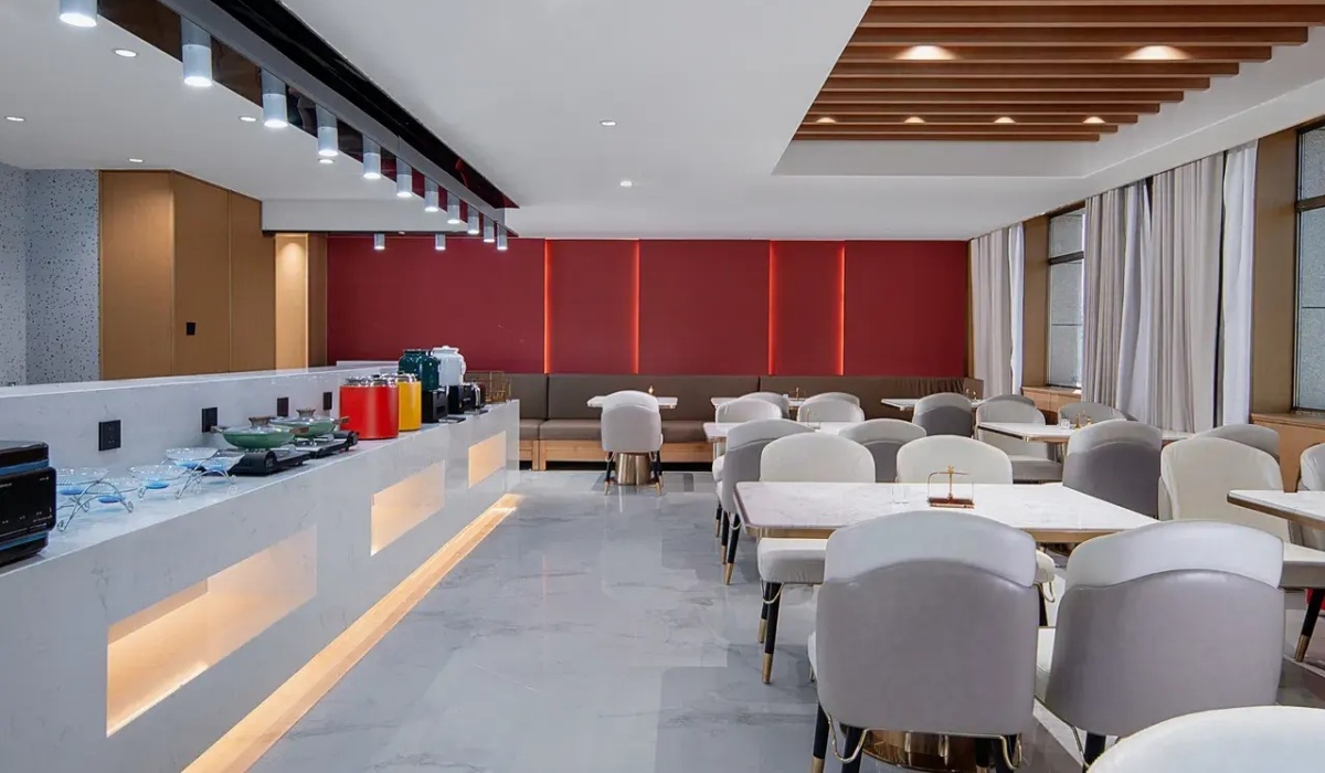 Hotel buffet restaurant dining area and seating