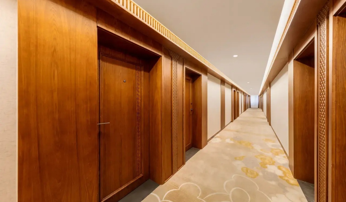 Wooden corridor inside Lhasa Yak Hotel