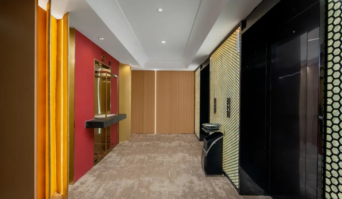 Modern elevator hallway and guest floor corridor