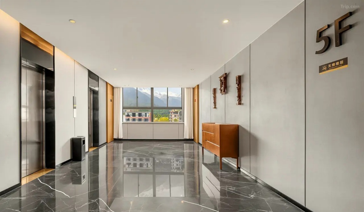 Clean elevator hall and lobby area